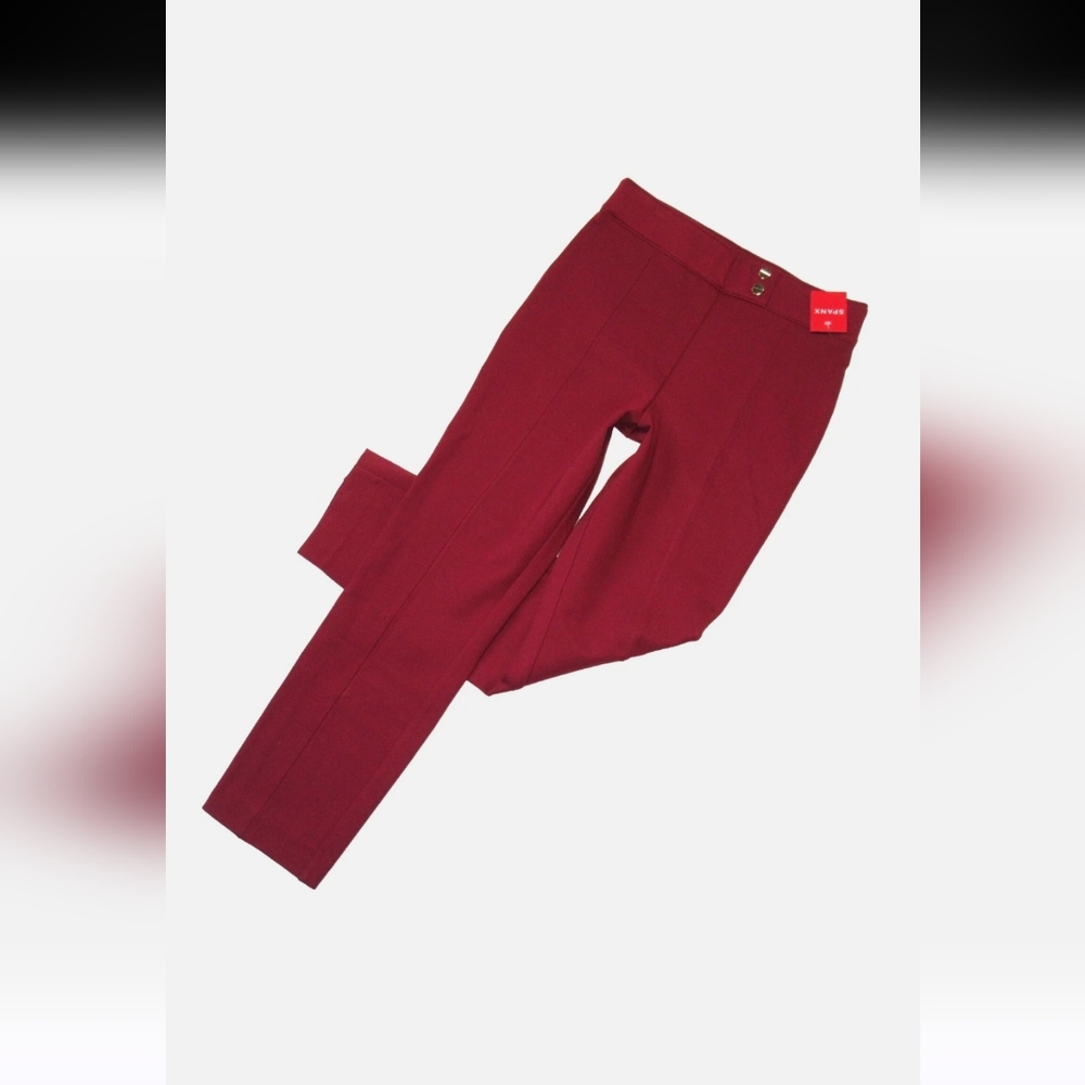 NWT SPANX 20777Q Perfect Pant in Deep Red Ponte Tab Ankle Straight Trouser SP